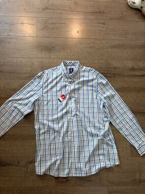 johnnie-O Men's Blue & White Plaid Button-Down Shirt